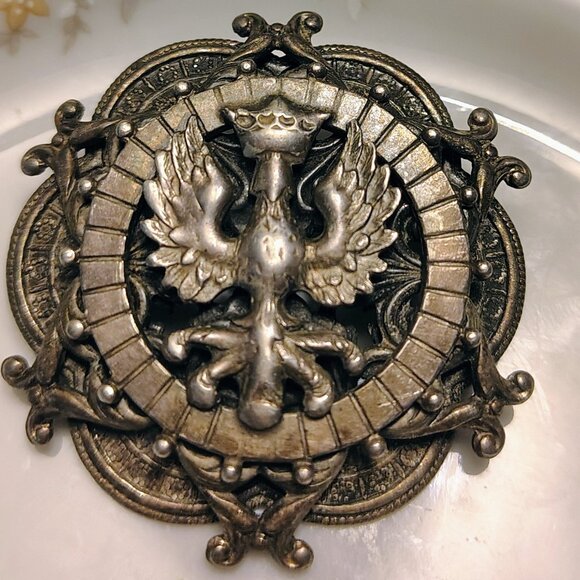 Antique WWI MILITARY IMPERIAL ROYAL RUSSIAN RARE CROWN EAGLE Brooch Pin - Picture 5 of 5